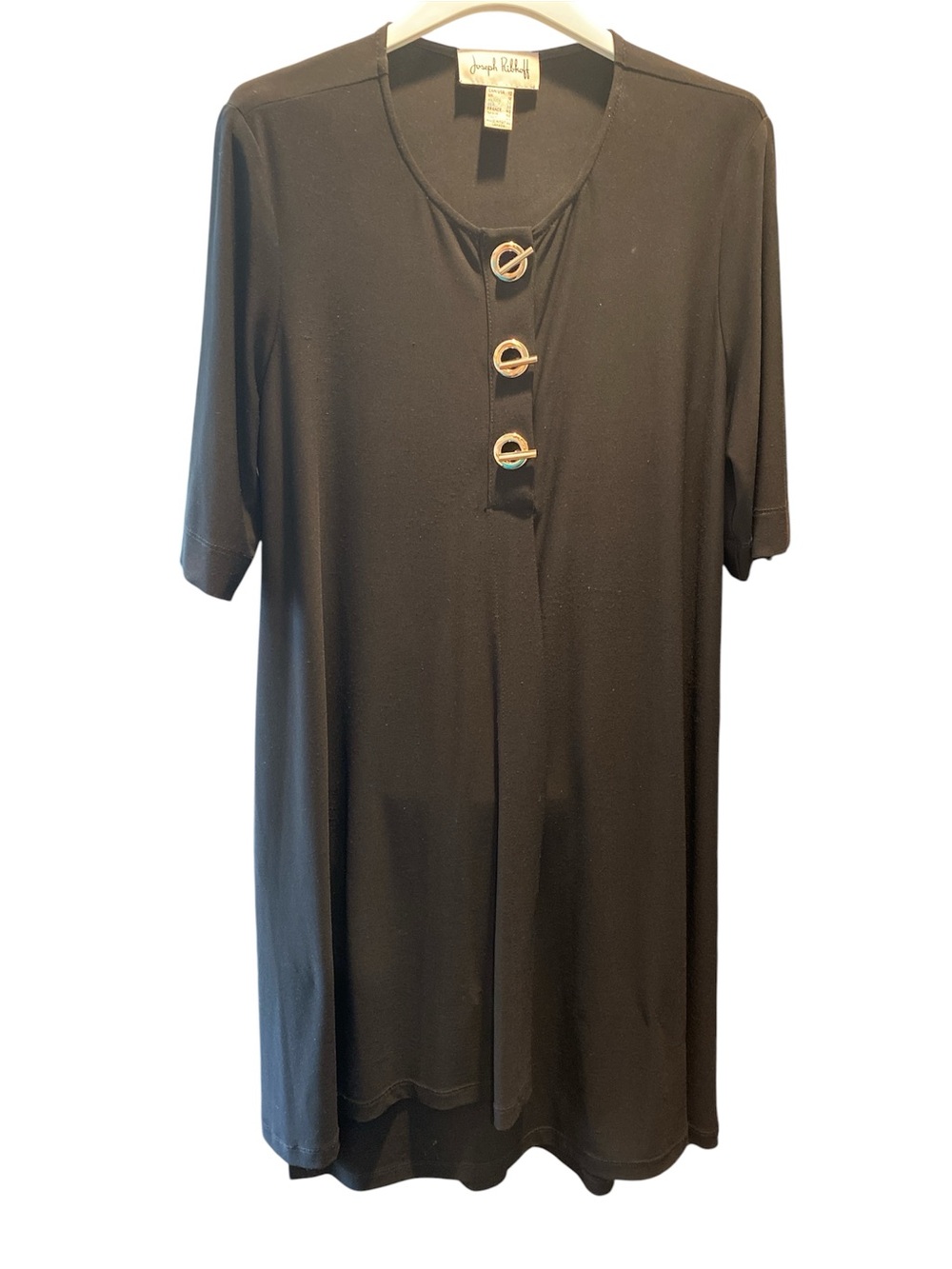 Joseph Ribkoff Black Short sleeve Tunic Dress With Grommets Size 10 - Picture 2 of 6
